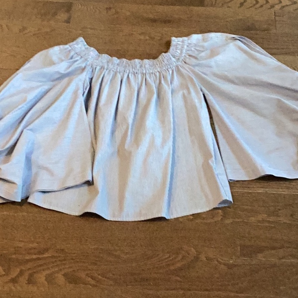 MISA Los Angeles Off-Shoulder Pinstripe Top